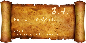Beszteri Alícia névjegykártya